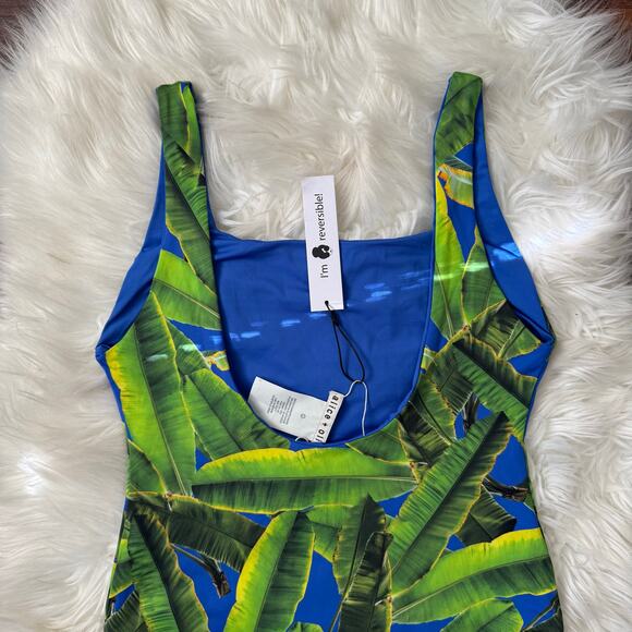 NWT Alice + Olivia Remy Scoop Neck Reversible Swim Bathing Suit Palm Print S - Picture 10 of 11